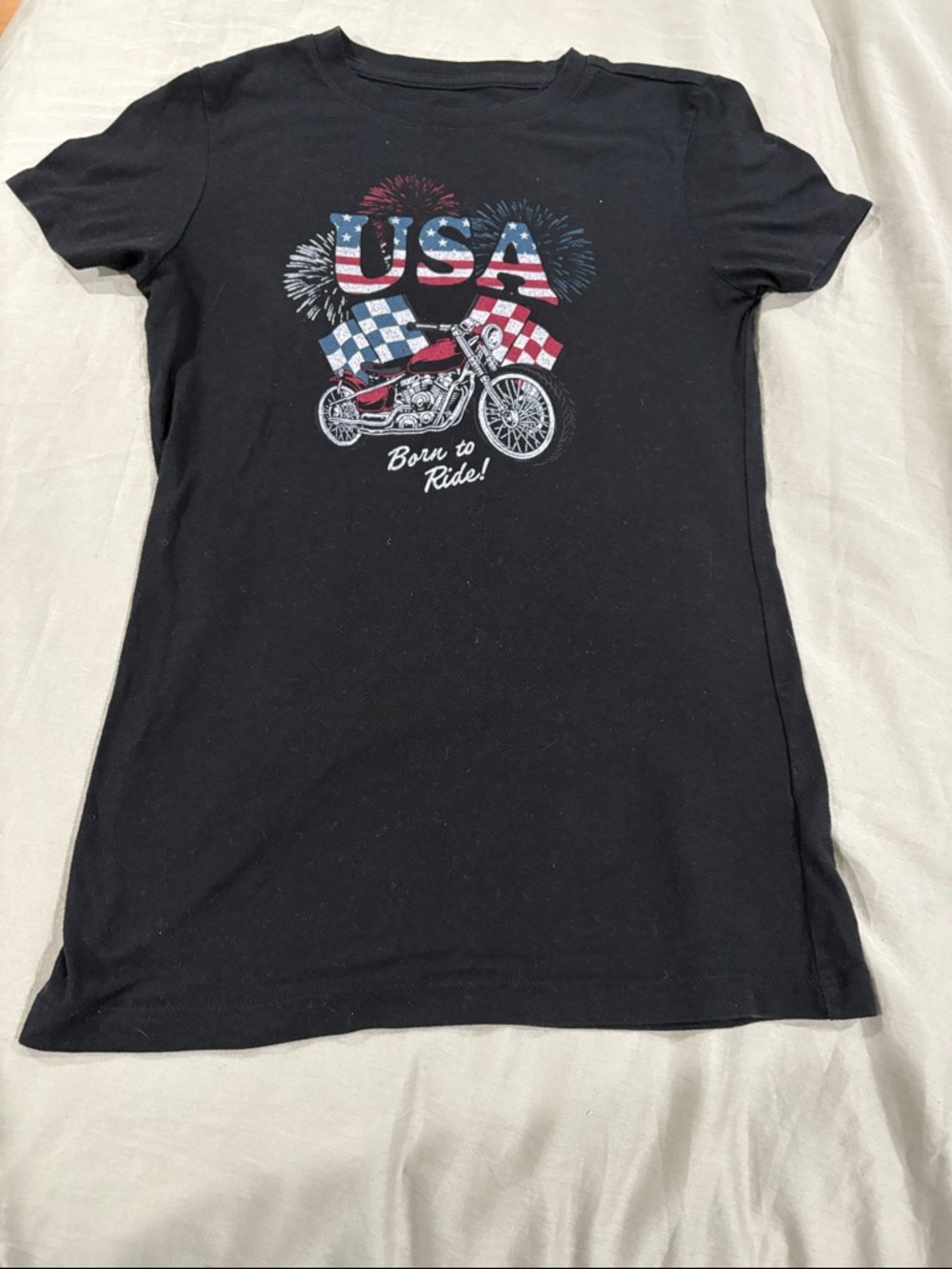 Aeropostale Kids Black USA Motorcycle Graphic Tee